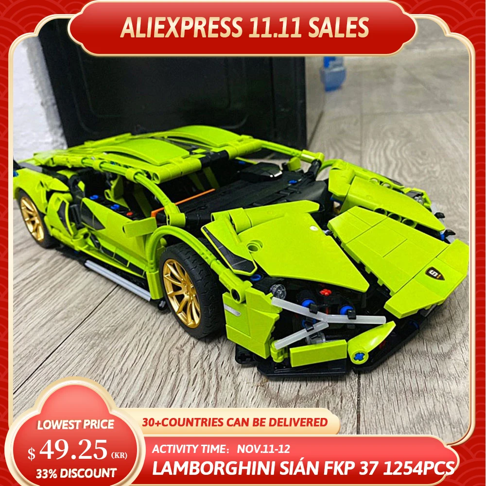 

Креативный эксперт высокотехнологичный город Lamborghinis Sian FKP 37 1254 шт. 488 GTE RSR SUV Moc модульный конструктор