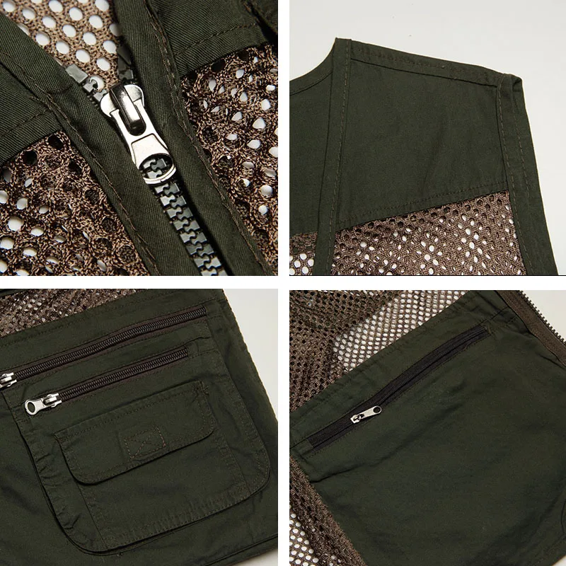 

Large Size 2021 Mesh Quick-Drying Vests Male with Many Pockets Mens Breathable Multi-pocket Fishing Vest Work Sleeveless Jacket