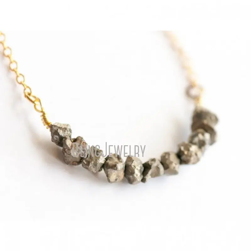 Золотая пиритовая балка NM39720 ювелирные изделия Nugget ожерелье из бисера