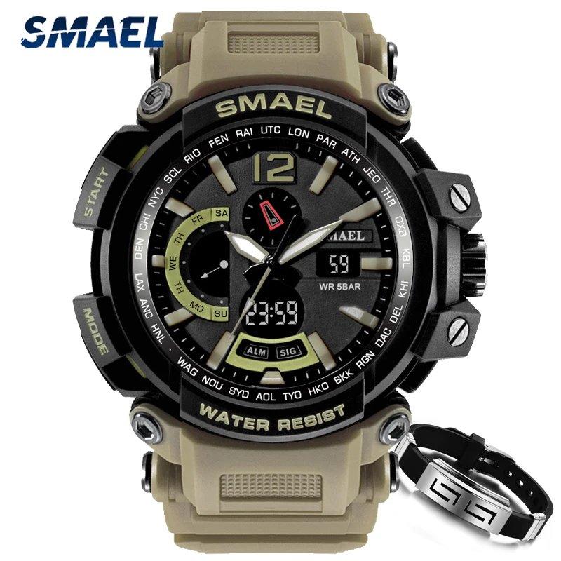 Часы SMAEL Мужские Цифровые кварцевые с хронографом спортивные водонепроницаемые
