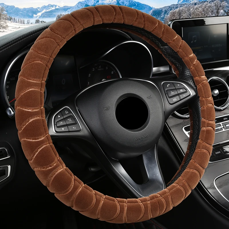 Зимняя плюшевая крышка рулевого колеса для Polo sedan Golf 3 4 5 6 7 Jetta Passat Touran Touareg Phaeton Scirocco автомобильные аксессуары