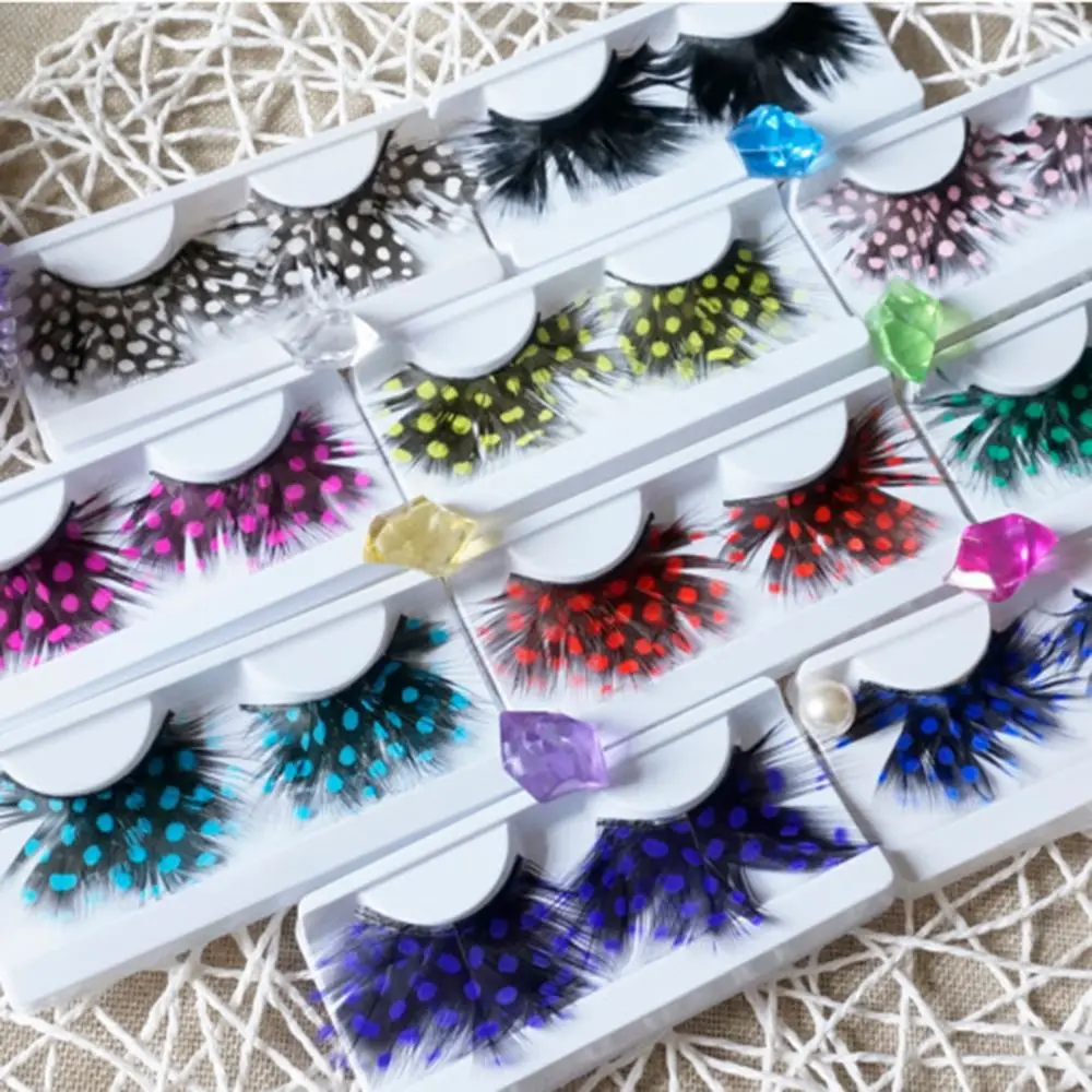 

Creative eyelashes exaggerated drama stage masquerade party speckled thick feather false eyelashes