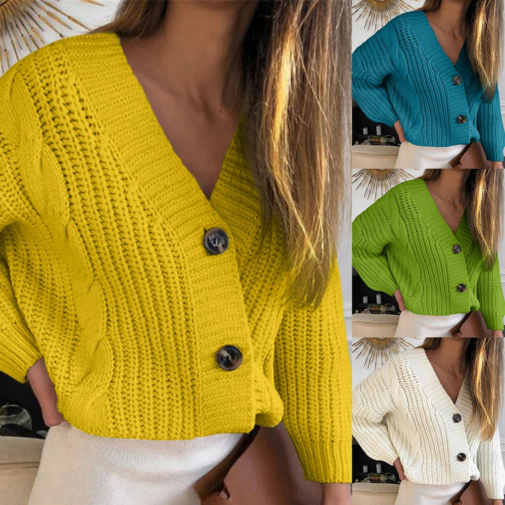 New Women Knit Sweater Casual Long Sleeve Button Cardigan Knitted Sweaters Coat Femme Winter Warm Clothes |