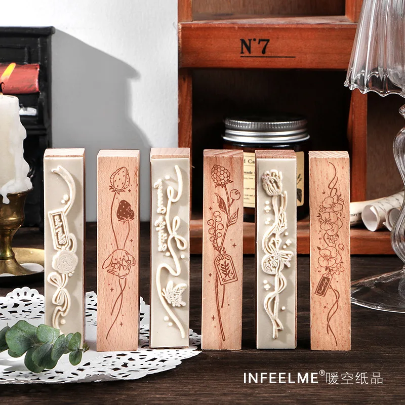 Винтаж деревянные и резиновые штампы природа растения декоративные цветы из