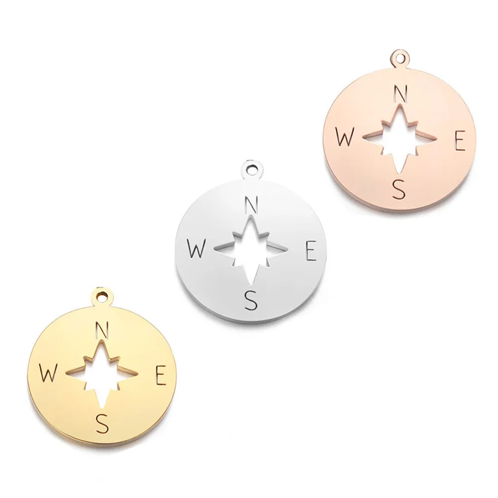 

Stainless Steel Compass Pendant Charms Rose Gold Silver Color Tiny Round Charm for DIY Necklace Findings Crafts Jewelry Making