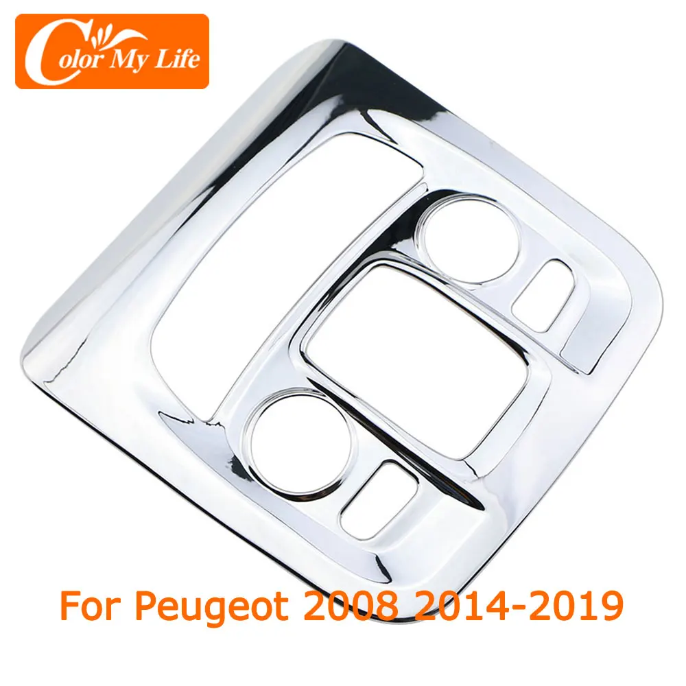 

Color My Life 2Pcs/Set ABS Chrome Reading Lights Panel Cover for Peugeot 2008 2014 2015 2016 2017 2018 Car Reading Lamps Trim