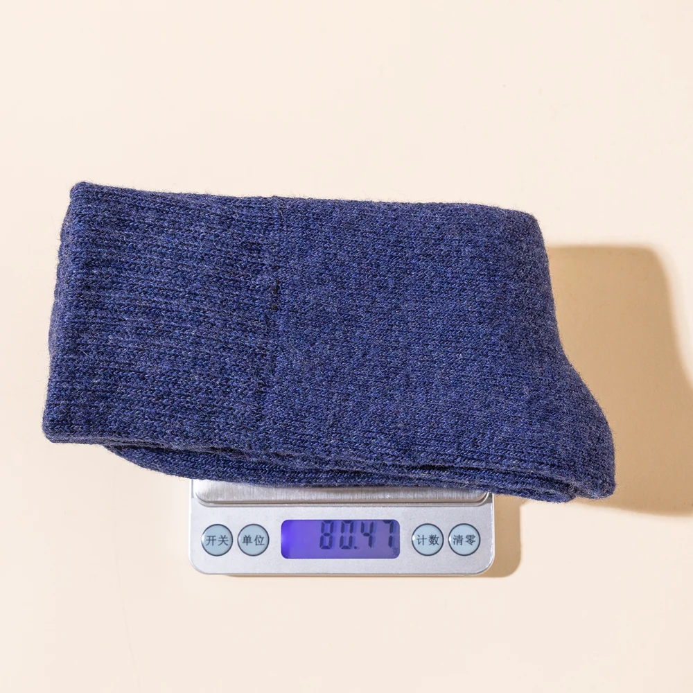 Soft Super Heavy Thick Wool Socks Warm Cozy Thermal Winter Men Crew Socks Middle Tube 5 Pairs Black Gray Blue Brown EU 38-45