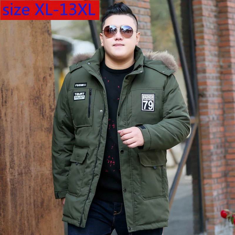 New Fashion high Quality Long Style Men Down Jacket Large Obese Thick Inner Velvet Casual Plus Size XL-10XL11XL12XL13XL |
