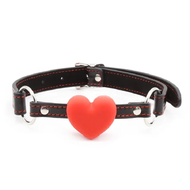 Heart Gag Rubber&PU Leather Open Mouth Harness Ball Shape Couple Game Flirting Oral Sex Product For Woman Man O3 1