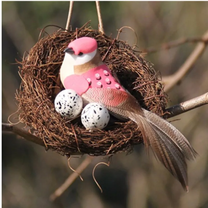 Винтажное натуральное ротанговое Птичье гнездо реквизит искусственное для сада