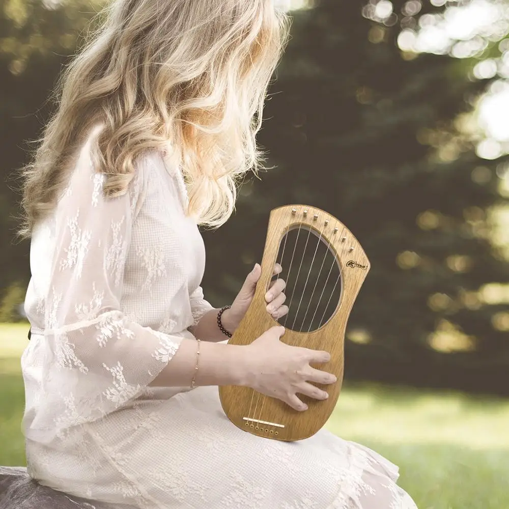 Lyre Harp 7 струнный инструмент гайка из красного дерева с гаечным ключом сумка для