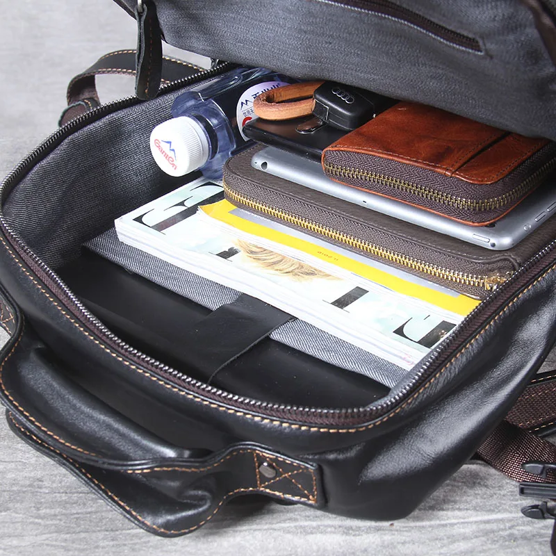 Рюкзак из натуральной воловьей кожи мужской брендовый дизайнерский школьный