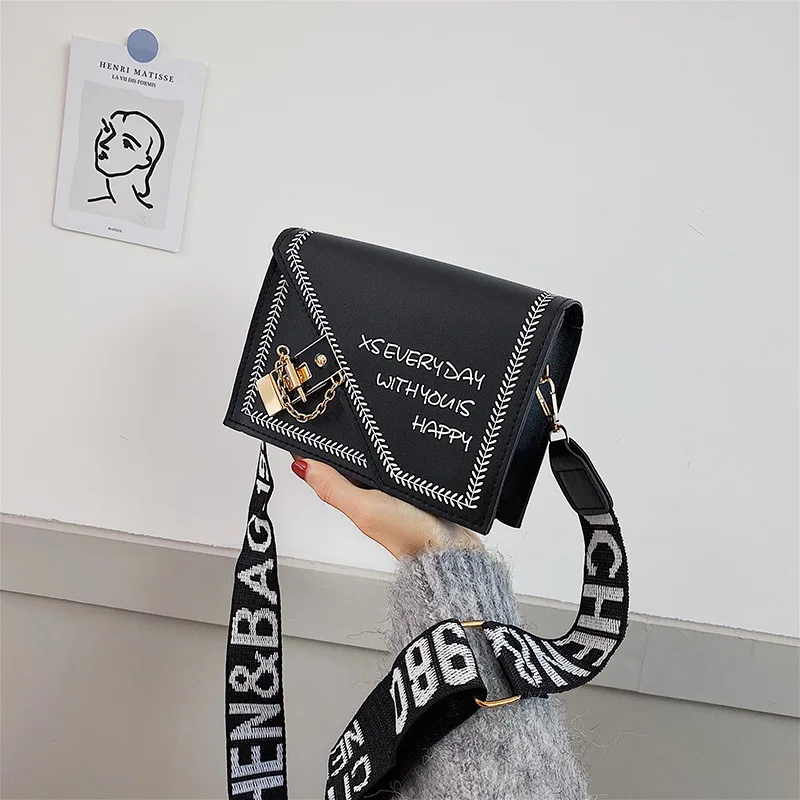 

Letters Decoration Shoulder Bag Crossbody Bags for Women 2021 Summer PU Leather Purses and Handbags Adjustable Shoulder Strap