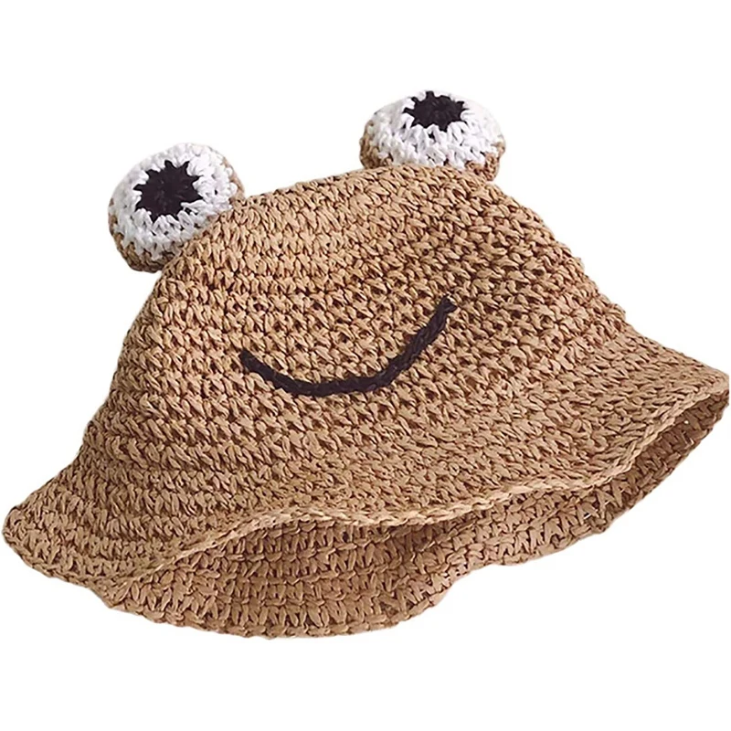 

Uclio Children's Frog Straw Hat Outing Handmade Fisherman Hat