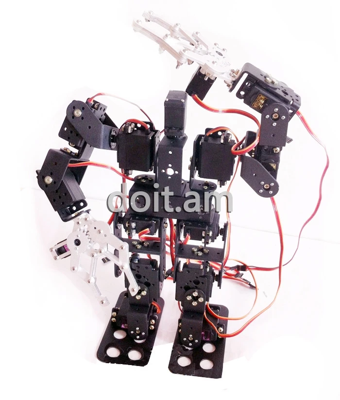 DIY Robot 15 Degrees of Freedom Biped Humanoid Walking Full Set Servo Bracket Accessories +Claw+Steering Gear | Игрушки и хобби