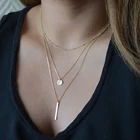Женское Ожерелье с монетами FSUNION, многослойное ожерелье до ключиц, в европейском стиле, с покрытием 2021, простой: золото, серебро