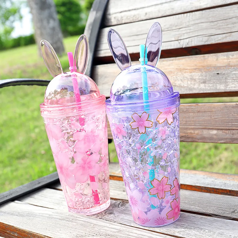 Cute Water Bottles with Straw Botella Agua Garrafinha De Drinkfles Hidro Flask Plastic Garrafas Sipper Para Bottiglia Kawaii | Дом и сад