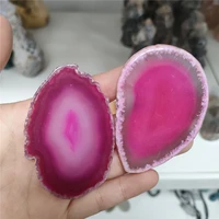 hot 2pcs onyx charms 5 7cm pink agate slice irregular natural agate crystals stone quartz wholesale place cards