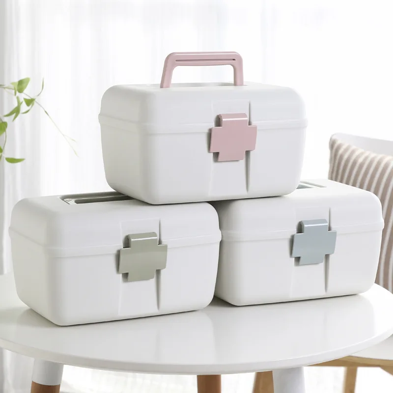

Portable Home Medicine Cabinet Simple Large-capacity Storage Box Portable Sealed Compartment Double-layer Medicine Box