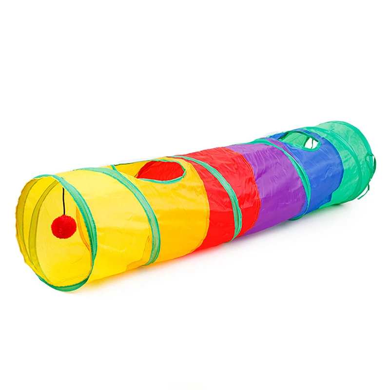 

Collapsible Pet Cat Tunnel Rolling Ground Dragon Four Seasons Cat Rainbow Passage Play Fun Polyester Cloth Toys