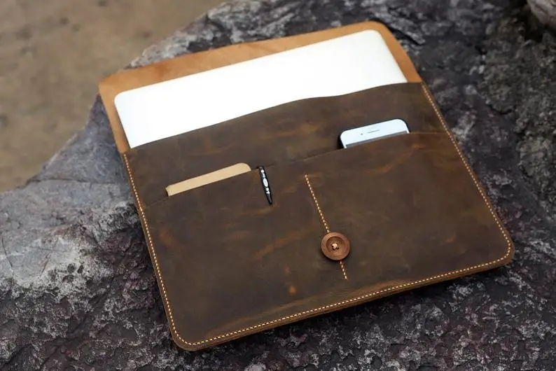 Винтажный чехол из натуральной кожи для ноутбука нового 12 &quot/Air 11&quot 13 &quot/Pro retina