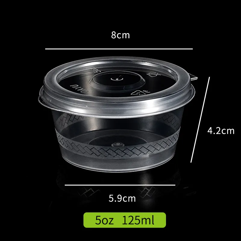 cup and lid 100 шт высококачественная прозрачная одноразовая соусница varies желе маленький пластиковый стаканчик с крышкой на вынос - Цвет: cup and lid