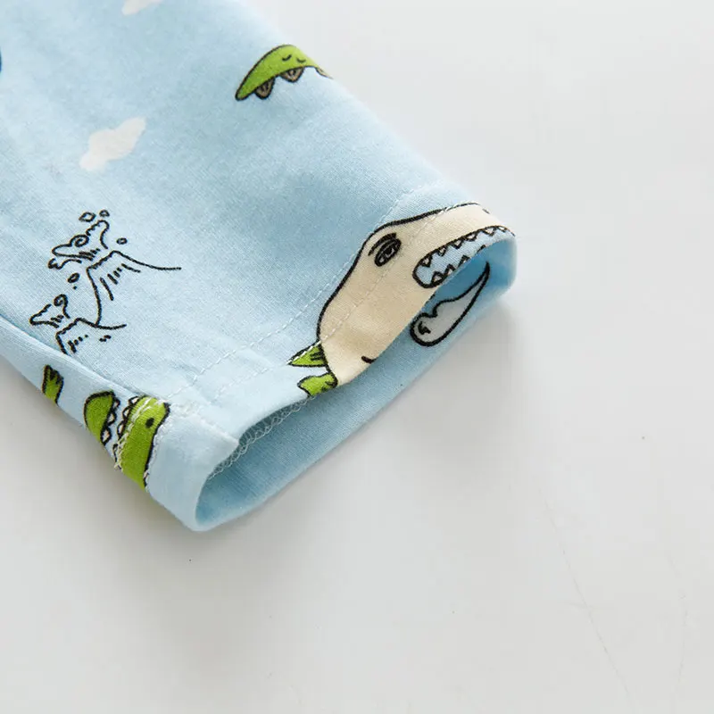 Детские пижамы хлопковая одежда с динозавром для мальчиков комплект со штанами