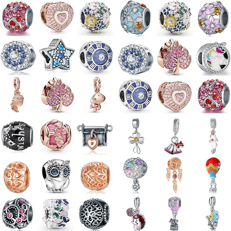 Модный Воздушный шар Сова цветы Звезды амулеты Бусины Подходят оригинальный