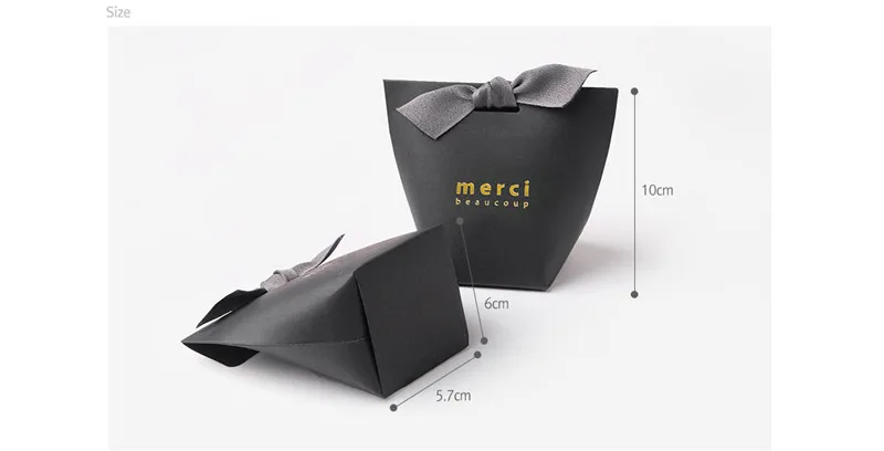 6 шт. черно белые пакеты из крафт бумаги бронзирующие французские спасибо