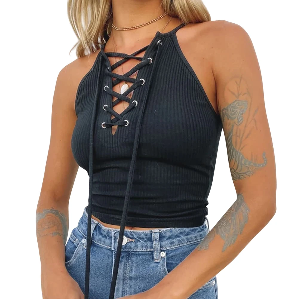 Женская летняя однотонная майка без рукавов на бретелях с v образным вырезом