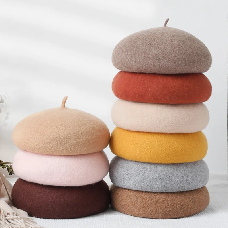 MAXSITI U 2021 New Autumn Winter Upgraded Thickened Wool Berets Caps For Women Vintage Solid Artistic Temperament Painter Hat