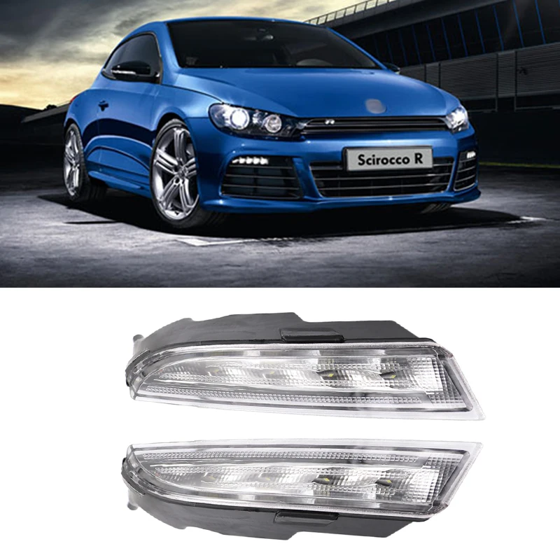 2 шт. автомобильный дневной ходовой светильник, пригодный для Volkswagen R Scirocco 2010- светодиодный DRL с желтыми сигналами поворота, Дневной светильник для вождения