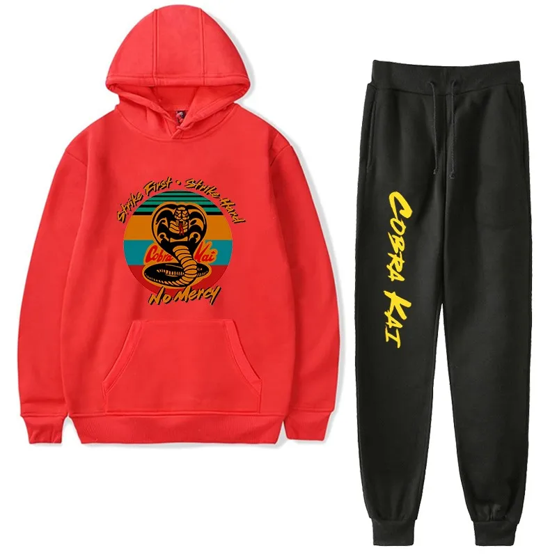 

2020 Autumn Winter Women Fleece Cobra Kai Suit 2 Pieces Sets Hoodies Sweatshirt and Pants Suits Cobra Kai Plus Size 2 Piece Set
