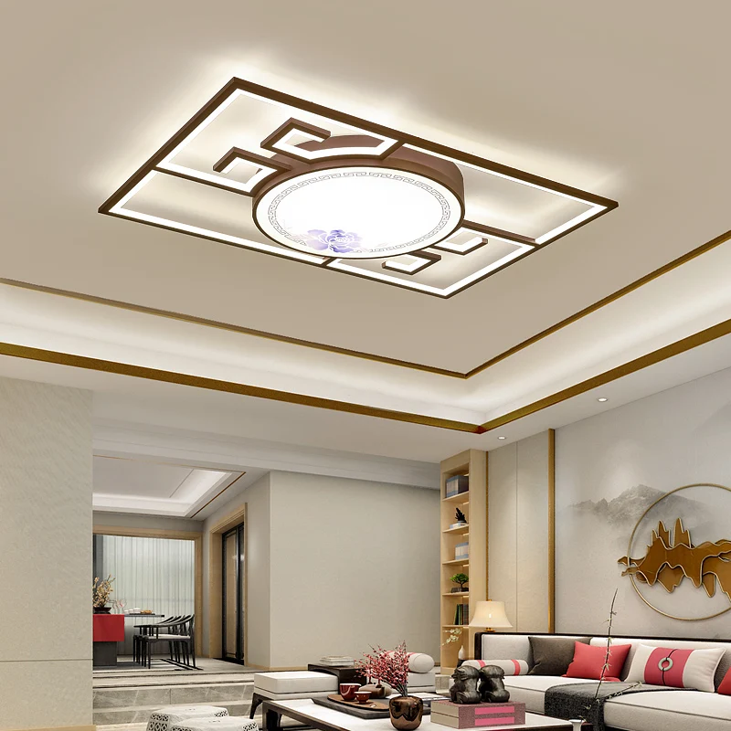 

Lamp in the Living Room Chinese Style Rectangular Lobby Light Simple Modern Atmosphere LED Ceiling Lamp Zen Chinese Style Lamps
