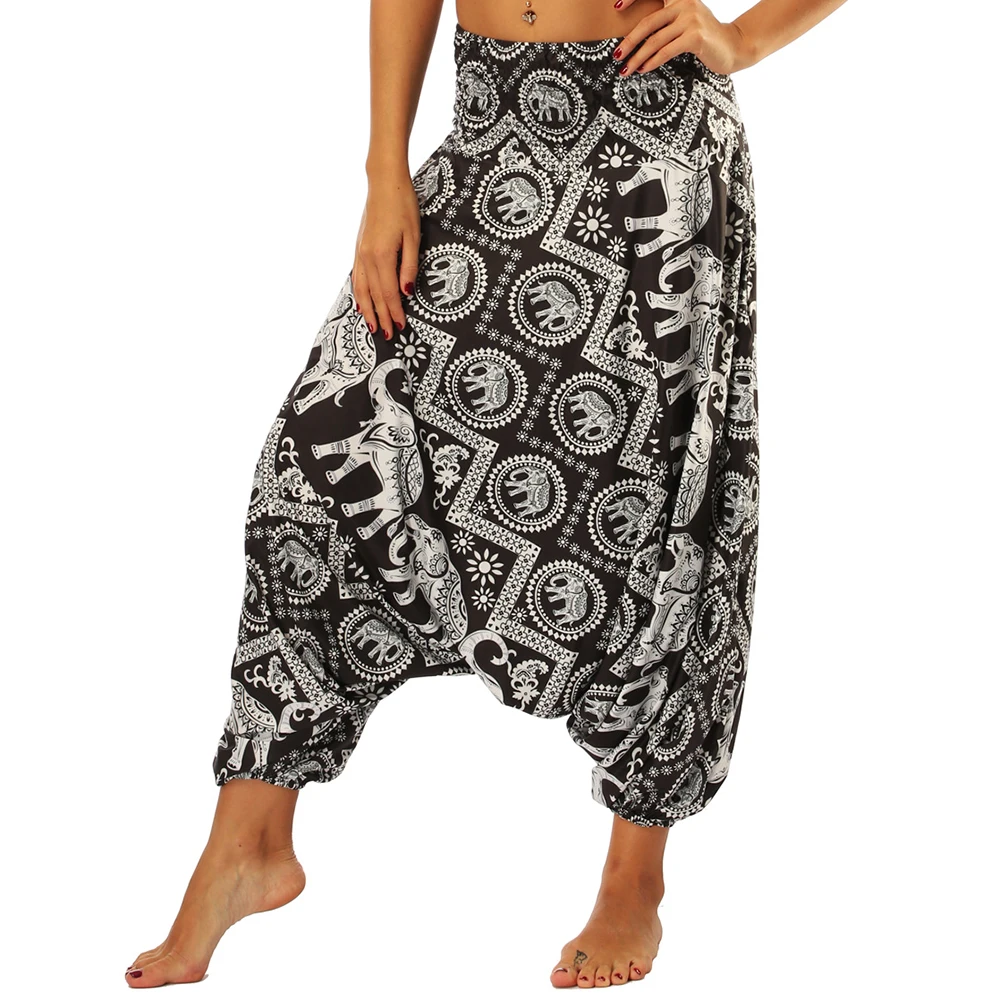 Шаровары для йоги женские Мешковатые брюки с высокой талией в стиле хиппи бохо