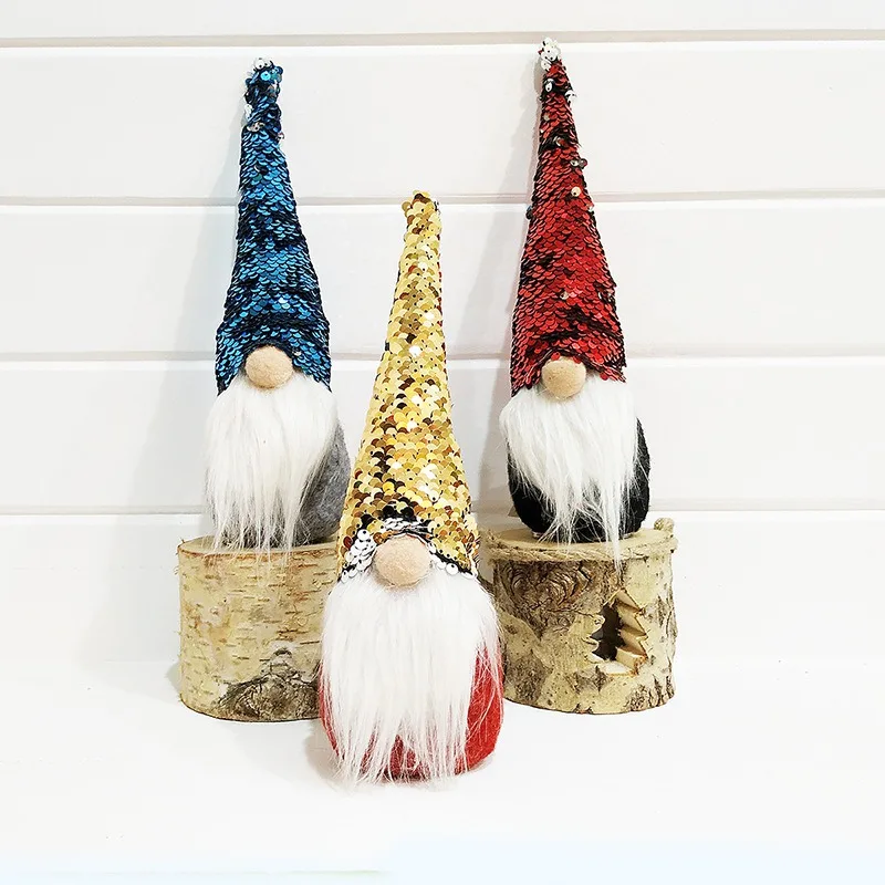 Плюшевая кукла Gnome с двухцветными блестками двусторонняя шляпа шведская