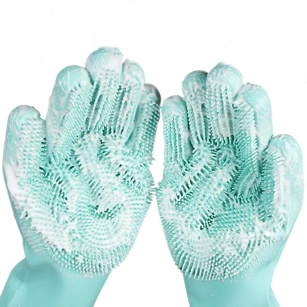 

2pcs Dishwashing Cleaning Gloves Magic Silicone Rubber Dish Washing Glove for Household Scrubber Kitchen Clean Tool Scrub
