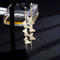 trendy rhinestone long tassel fashion earrings crystal jewelry butterfly drop dangle