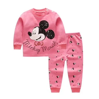 Yellow Mickey 2pcs Baby Boy Clothes Sets Brand Newborn Infant Clothing Long Sleeved Tops+pants Suit Kids Bebes Underwear | Детская
