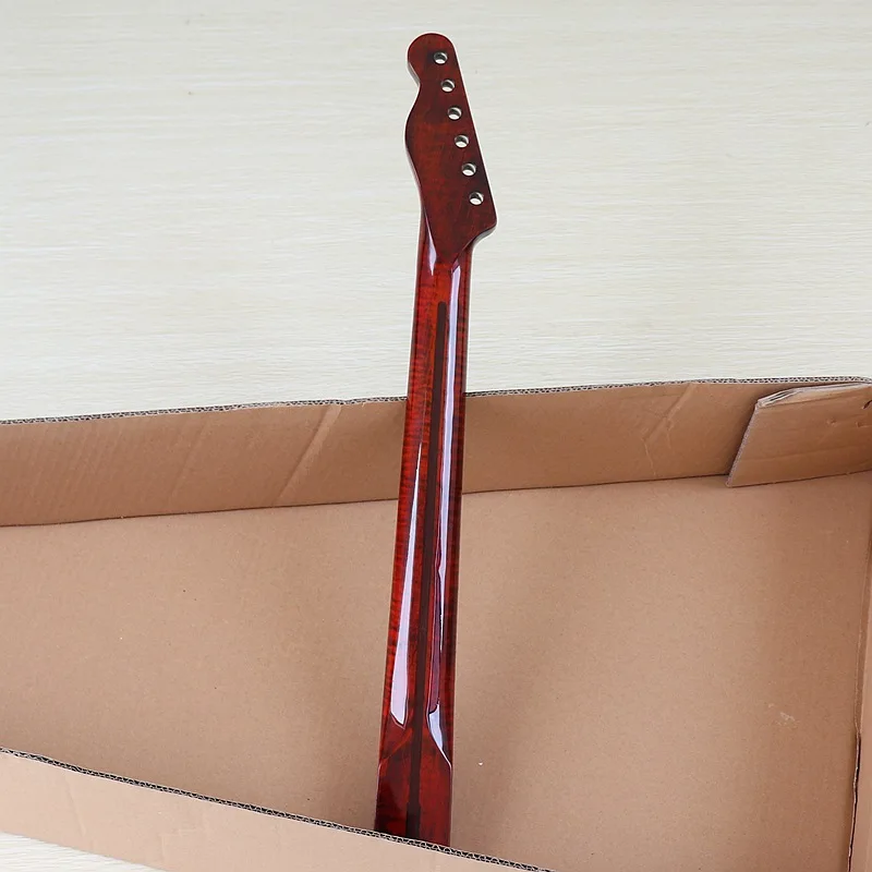 

Dark Brown One Piece Wood TL Electric Guitar Neck Second Degree Canada Roasted Flame Maple TL Neck 21 Frets 5.6cm Heel Width