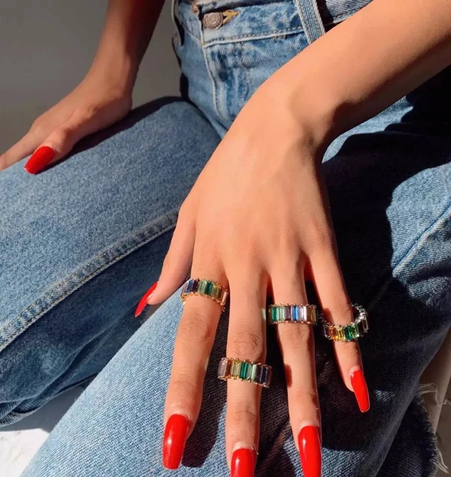 Женские яркие кольца со стразами вечерние Обручальные для влюбленных Размер 7 9 11