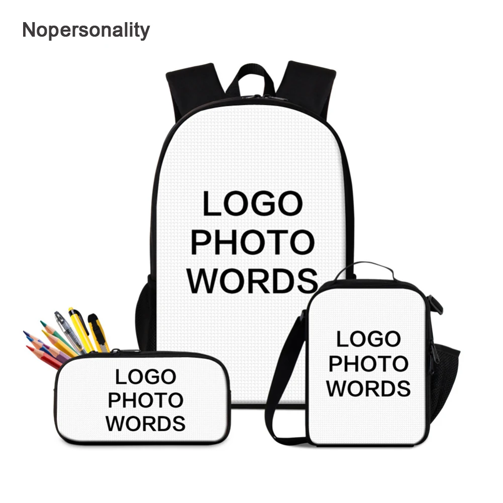 

Nopersonlity Customize Your Image Name Bagpack Set Kids Unique Teen Boys Girls School Backpacks 3d Primary Elementary Rucksack