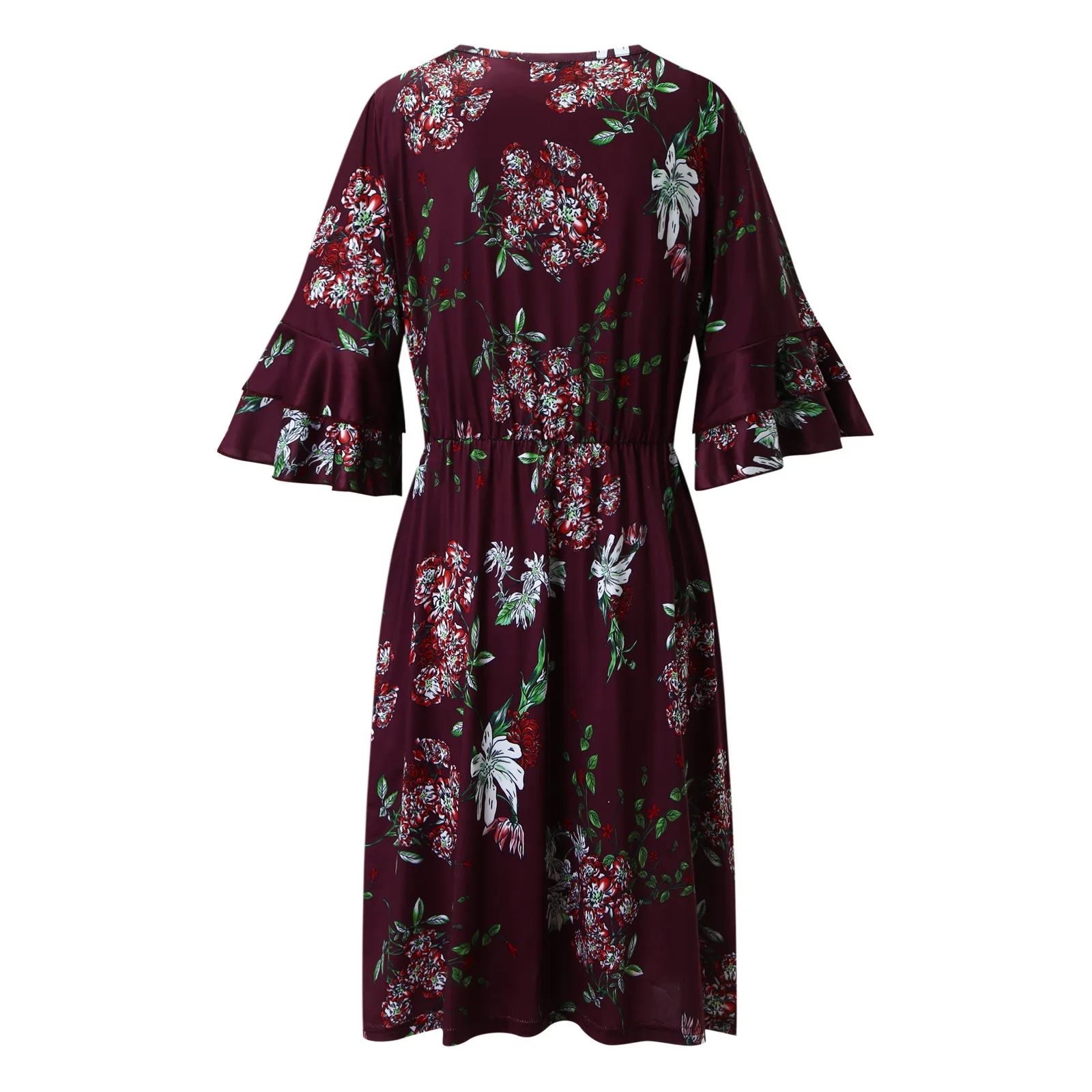 

Plus Size Dress For Women 2021 Summer Casual Loose Ruffle Sleeve Knit Swing Dress With Pocket Female Loose Party Dresses#35