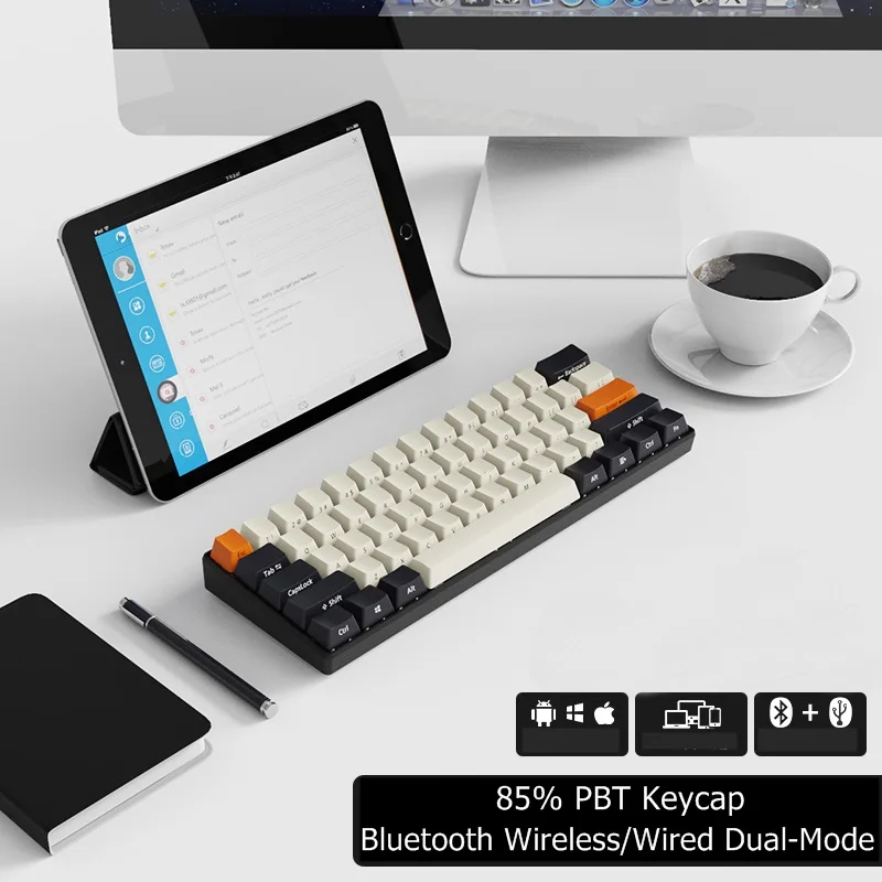 Клавиатура Ajazz AK61 Механическая с подсветкой проводная/Беспроводная Bluetooth 85% PBT|Клавиатуры| |