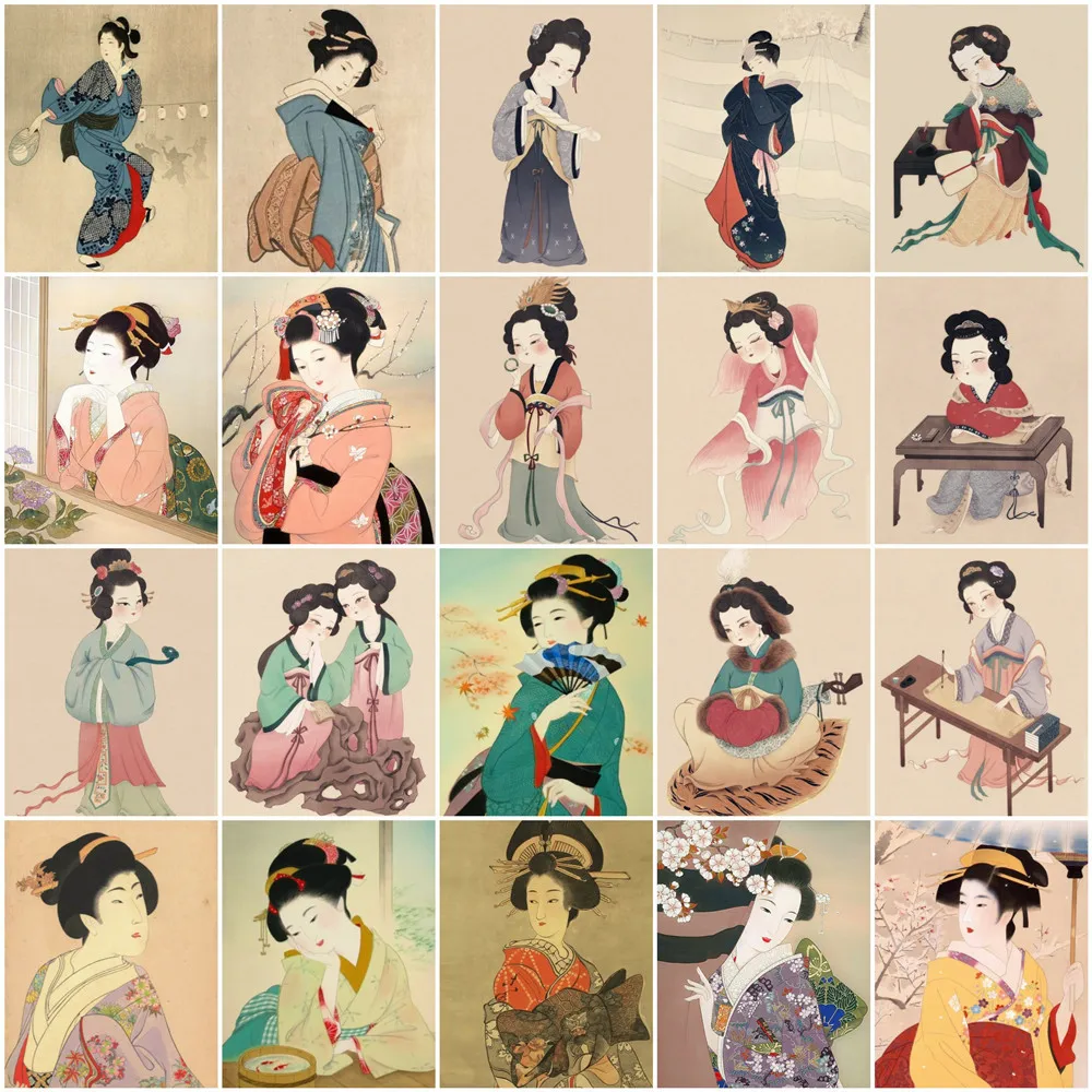 

5D DIY Japanese Woman Diamond Painting Kits Full Square Round with AB Drill Mosaic Embroidery Art Crafts Christmas Gift