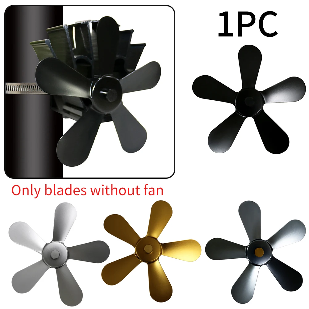 

Energy-Saving Household Wood Stove Aluminum Fireplace Fan Blade Heat Powered Warm 5 Blades Efficient Winter Burner Modern