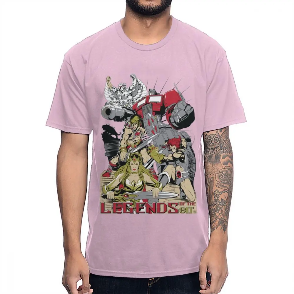 Классическая футболка с героями мультфильмов 80S He-Man Optimus Prime She-Ra Princess OF power Thundercats Мягкая тонкая мужская футболка - Цвет: Розовый