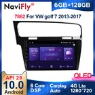 Автомагнитола QLED, 6 ГБ + 128 ГБ, Восьмиядерный процессор, 1280*720, Android 10, GPS-навигация для Volkswagen Golf 7 2012-2020, 2 Din, DVD