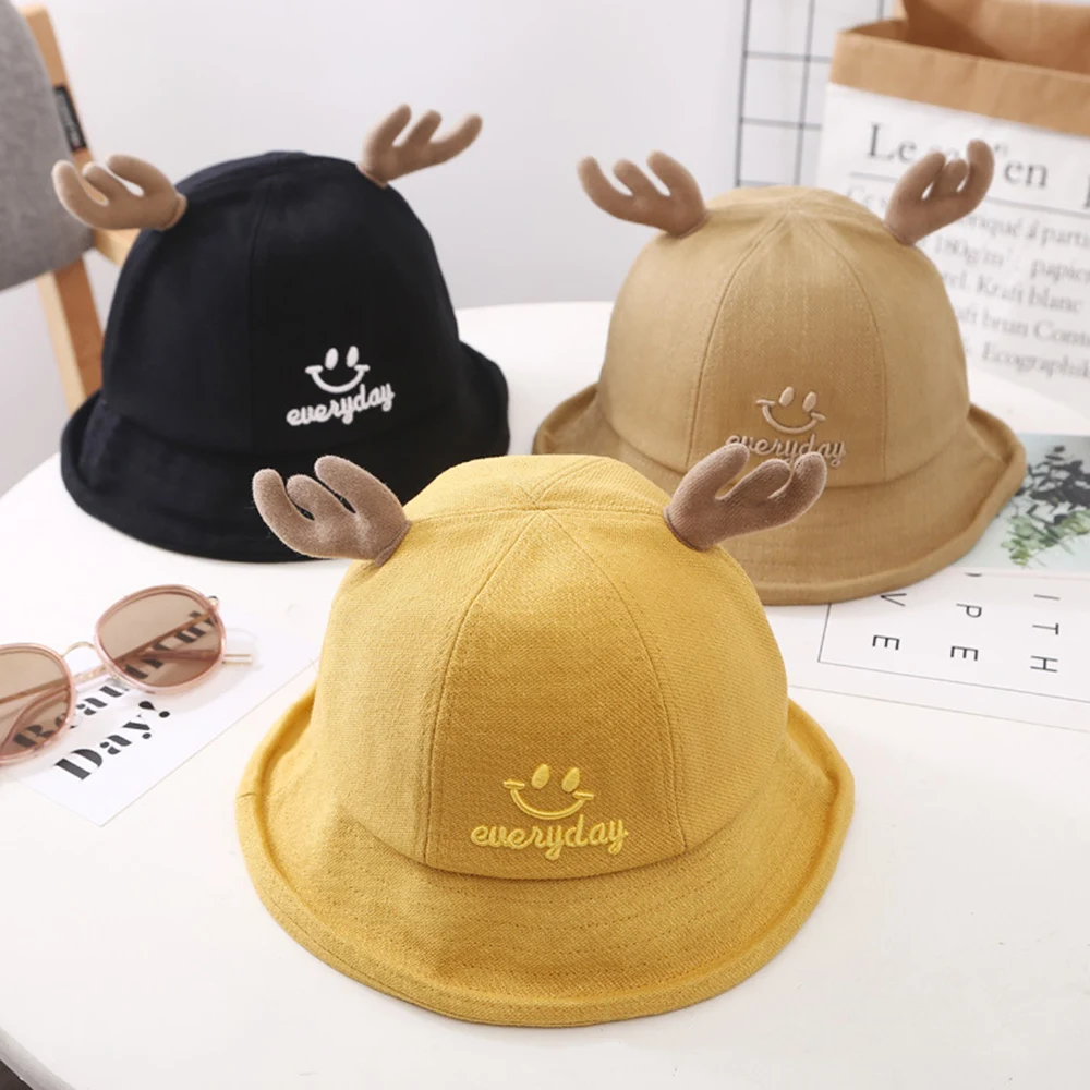 

Modern Unisex Lovely Antlers Bucket Hat For Men Women Summer Autumn Plain Hiking Beach Fishing Cap Sunscreen Female Sunhat Bob