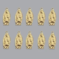 vintage golden alloy virgin mary portrait coin charms matte geometric coins pendant for necklace handmade jewelry accessories